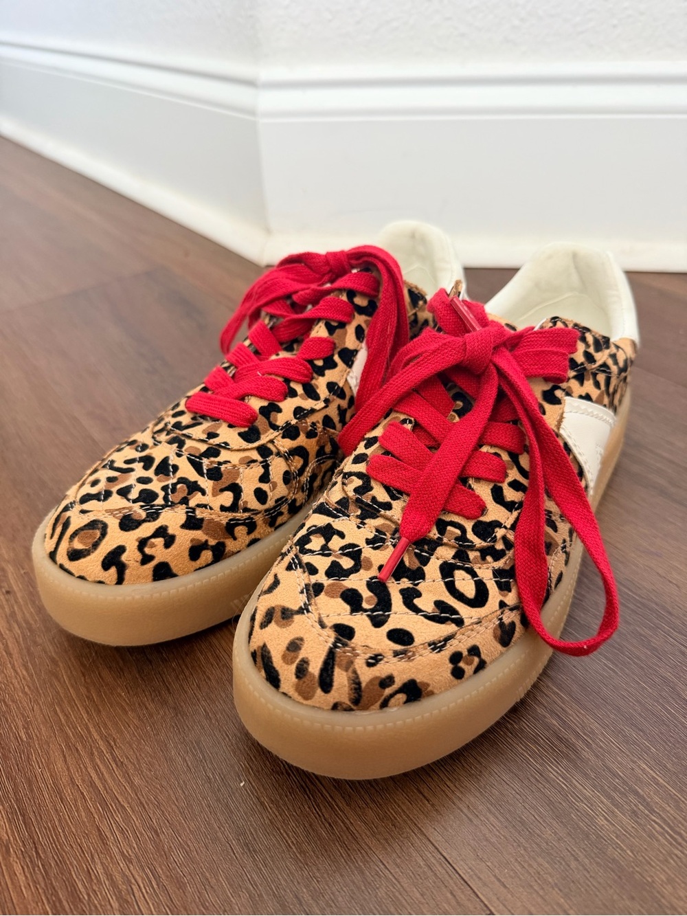 Women’s Leopard Print Sneakers with Red Laces